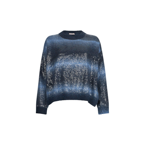 Maglia Donna a girocollo, con paillettes, in misto lana